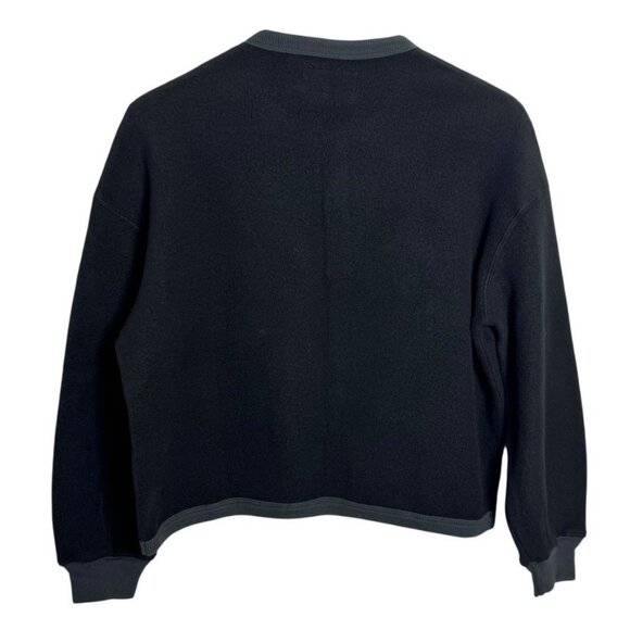 The Great THE FLEECE HENLEY SWEATSHIRT In Black Size 0 XS Oversized $195 - Picture 6 of 11